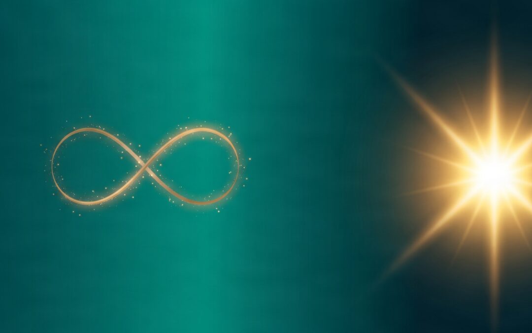 An abstract landscape graphic showing an emerald-teal horizon opening into a brilliant white-gold dawn sunburst, symbolizing heart-mind coherence.