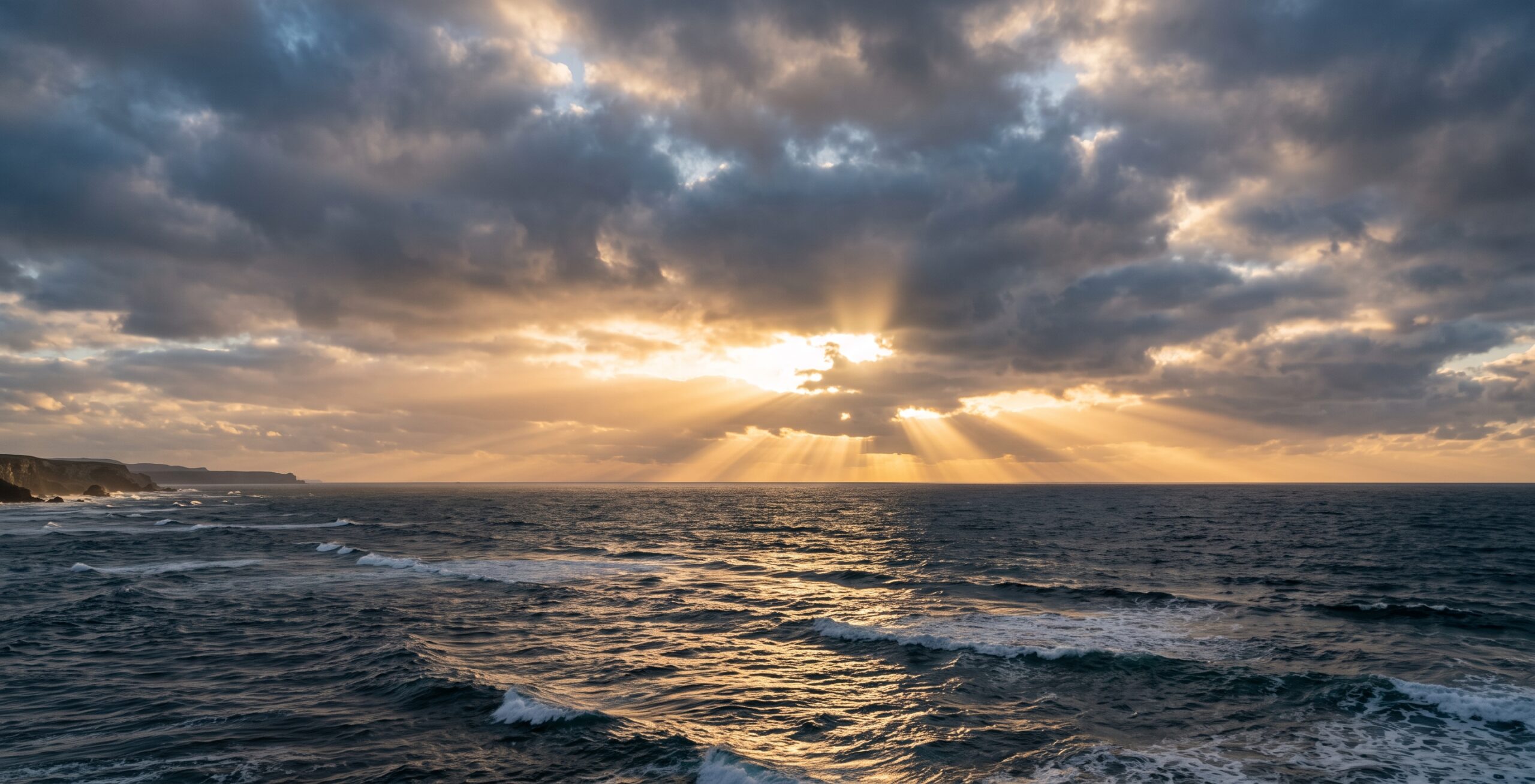 Beams of light over water