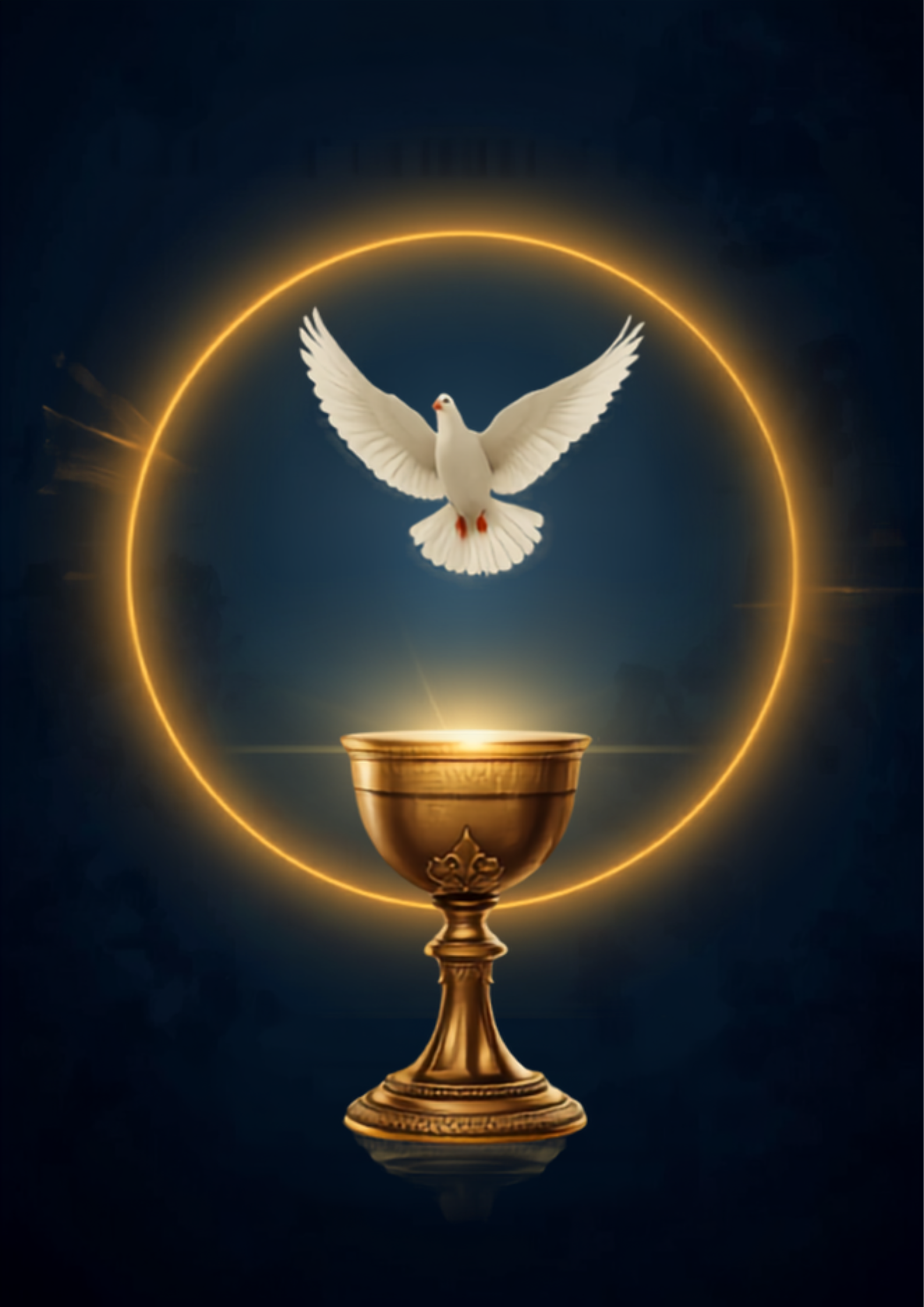 Chalice and Dove on dark green background