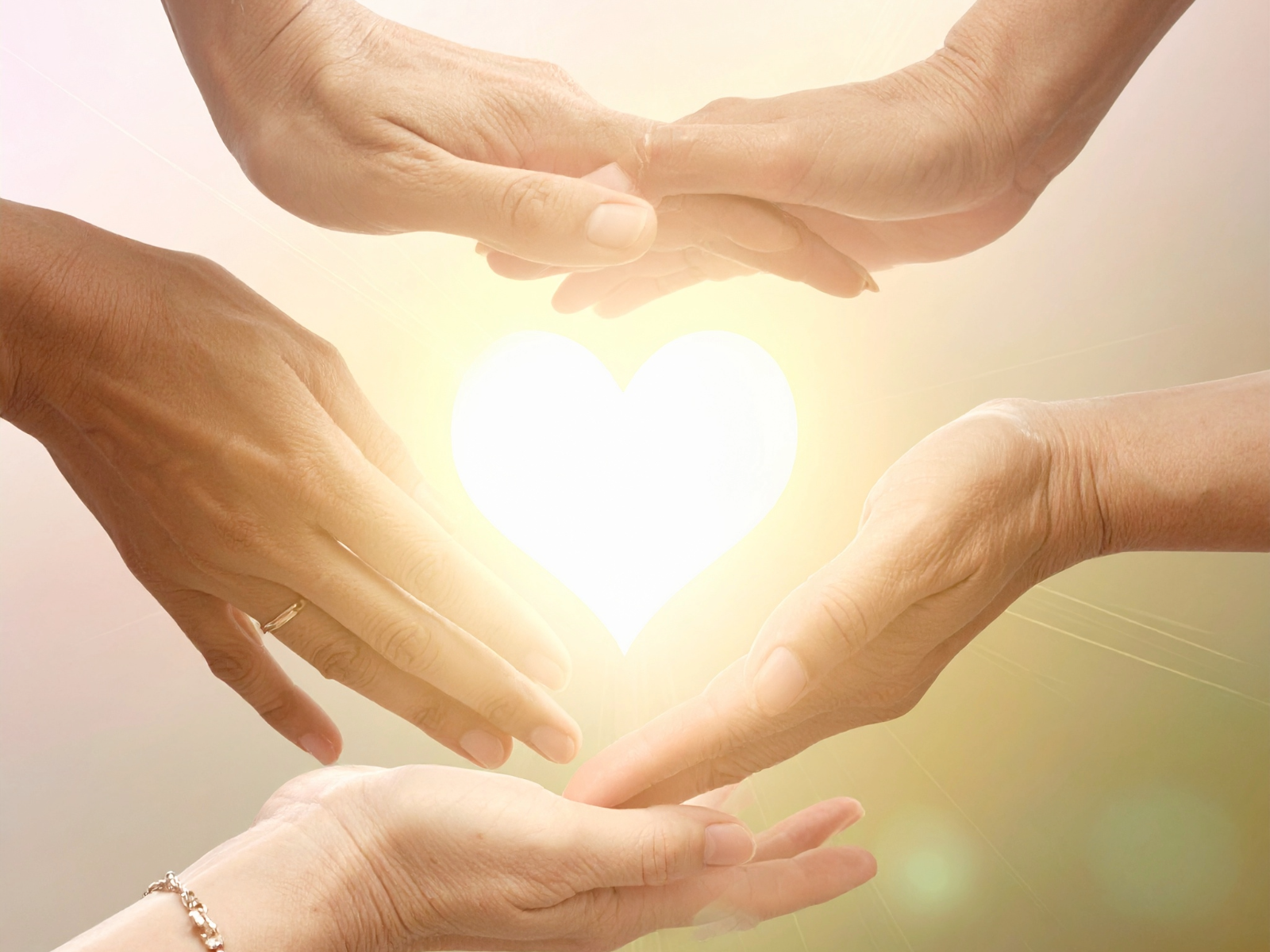 “Inclusive circle of hands around a gentle central glow, connected by luminous threads.”