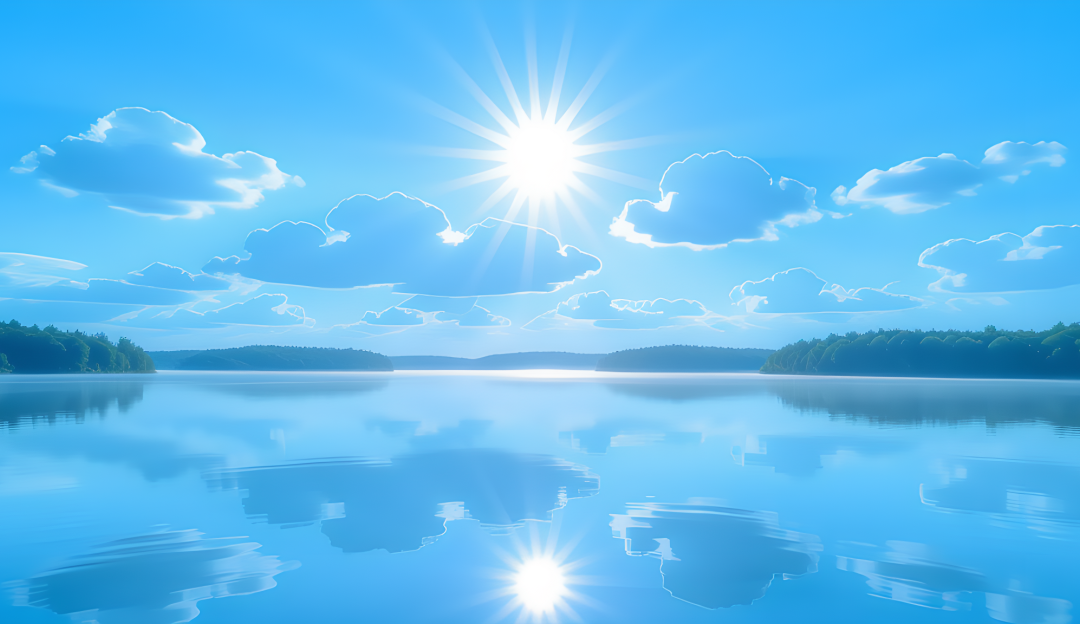 A bright full-width 1200x624 landscape photograph of sunlight breaking through clouds over a calm lake, representing the eradication of subconscious worry.