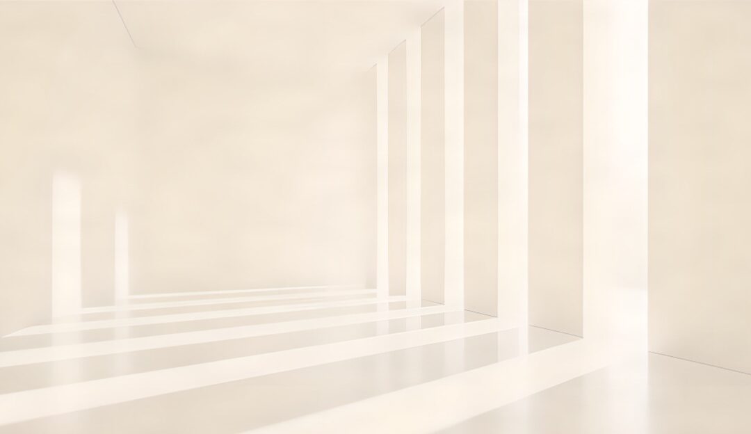 A bright full-width 1200x624 minimalist photograph of vertical sanctuary windows casting clean paths of morning sunbeams, representing ancient keys to divine light.